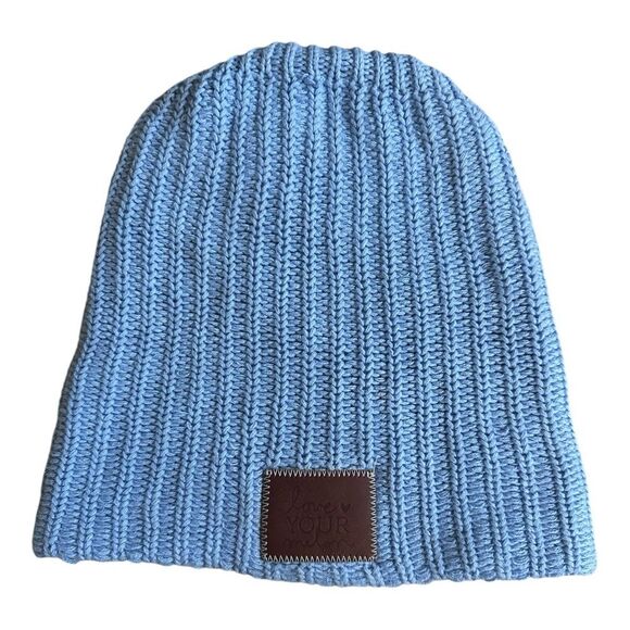 Love Your Melon Accessories - Love Your Melon Made USA Beanie Slouch Knit Winter Hat with Leather Patch
